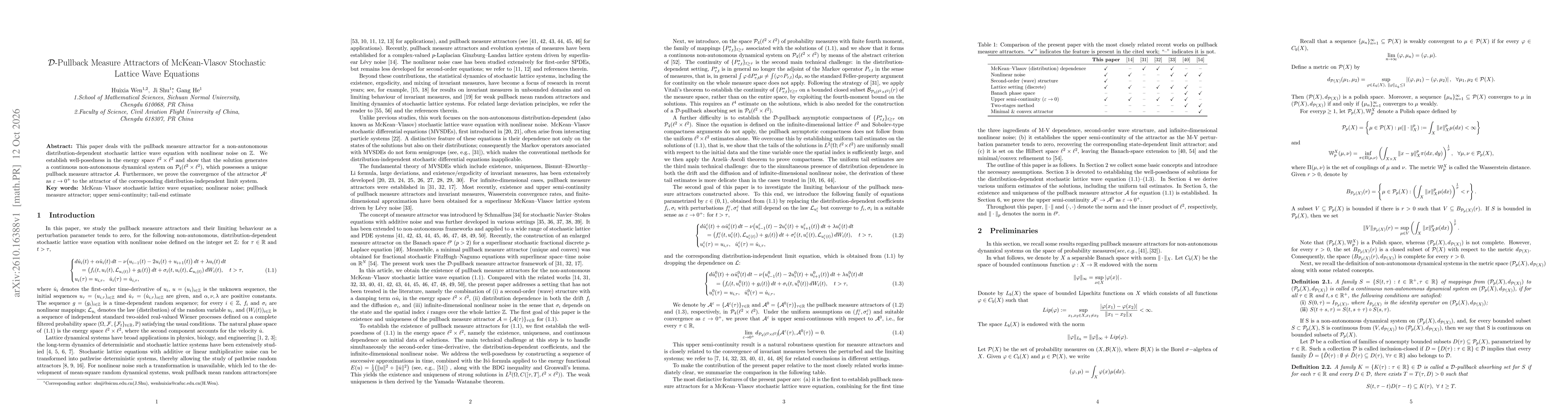 Thumbnail for $\mathcal{D}$-Pullback Measure Attractors of McKean-Vlasov Stochastic Lattice Wave Equations