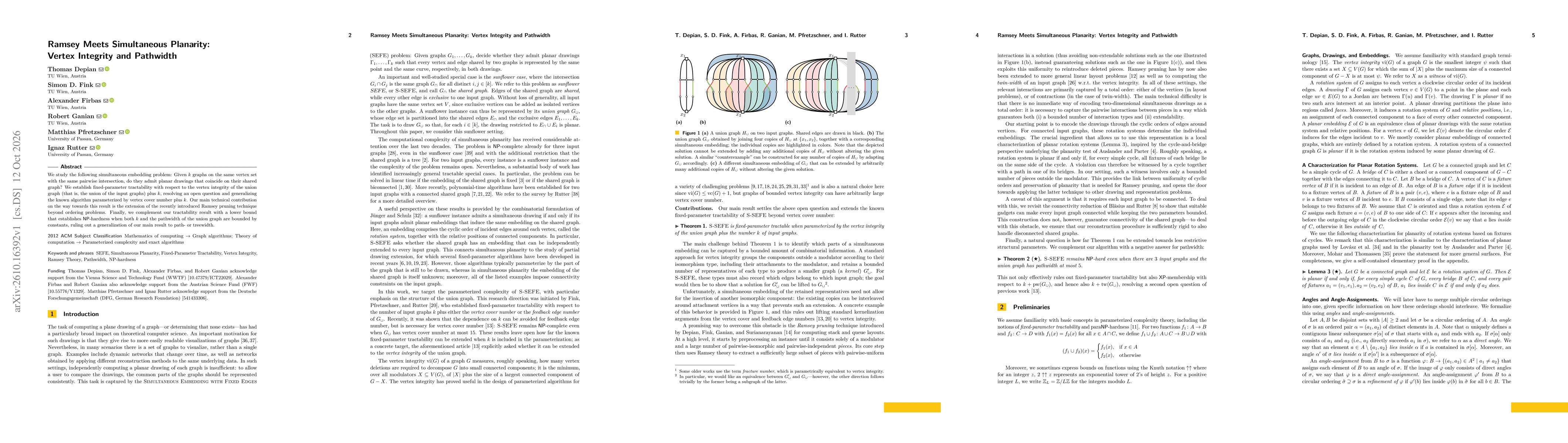 Thumbnail for Ramsey Meets Simultaneous Planarity: Vertex Integrity and Pathwidth