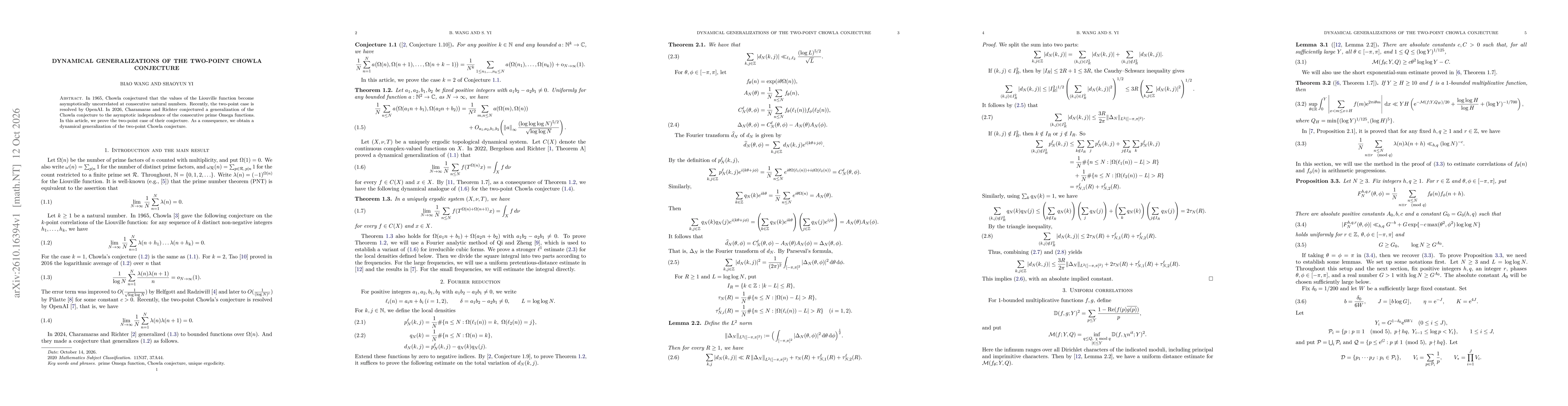 Thumbnail for Dynamical generalizations of the two-point Chowla conjecture