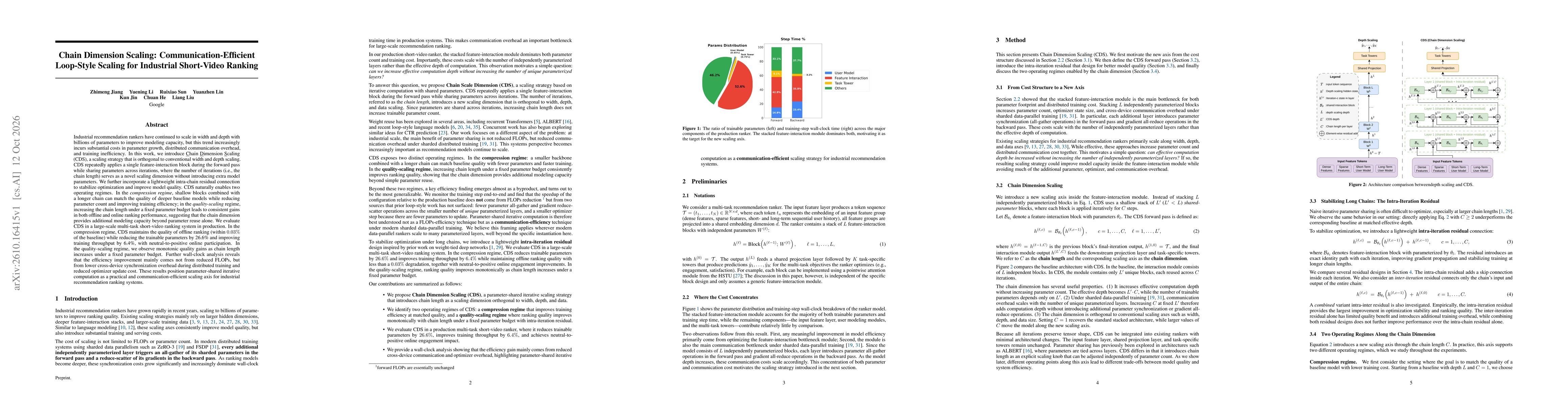 Thumbnail for Chain Dimension Scaling: Communication-Efficient Loop-Style Scaling for Industrial Short-Video Ranking