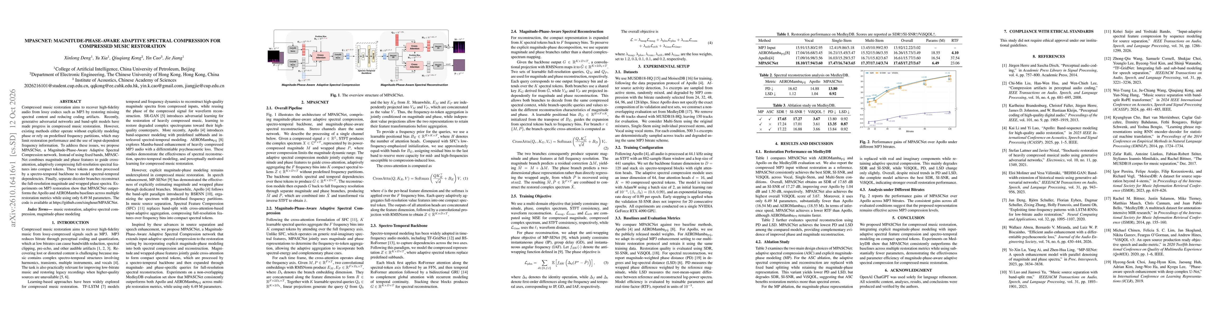 Thumbnail for MPASCNet: Magnitude-Phase-Aware Adaptive Spectral Compression for Compressed Music Restoration