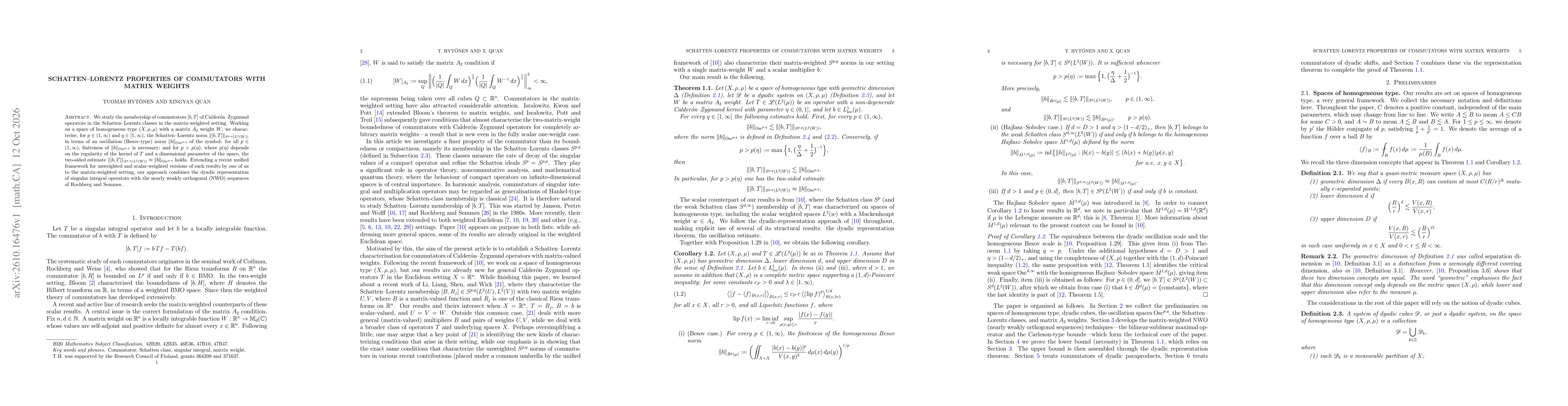 Thumbnail for Schatten--Lorentz properties of commutators with matrix weights