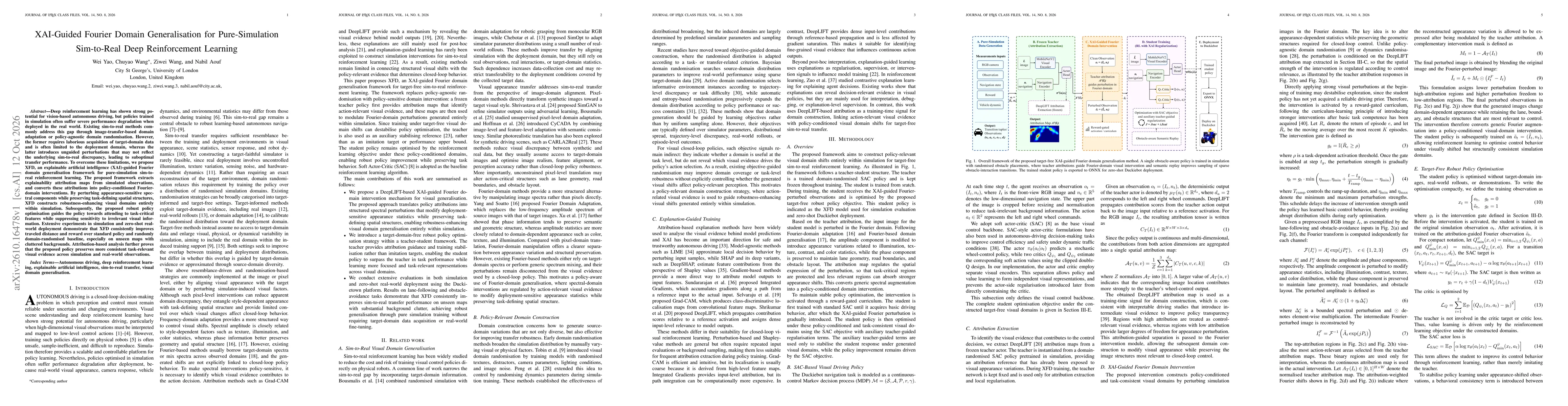 Thumbnail for XAI-Guided Fourier Domain Generalisation for Pure-Simulation Sim-to-Real Deep Reinforcement Learning