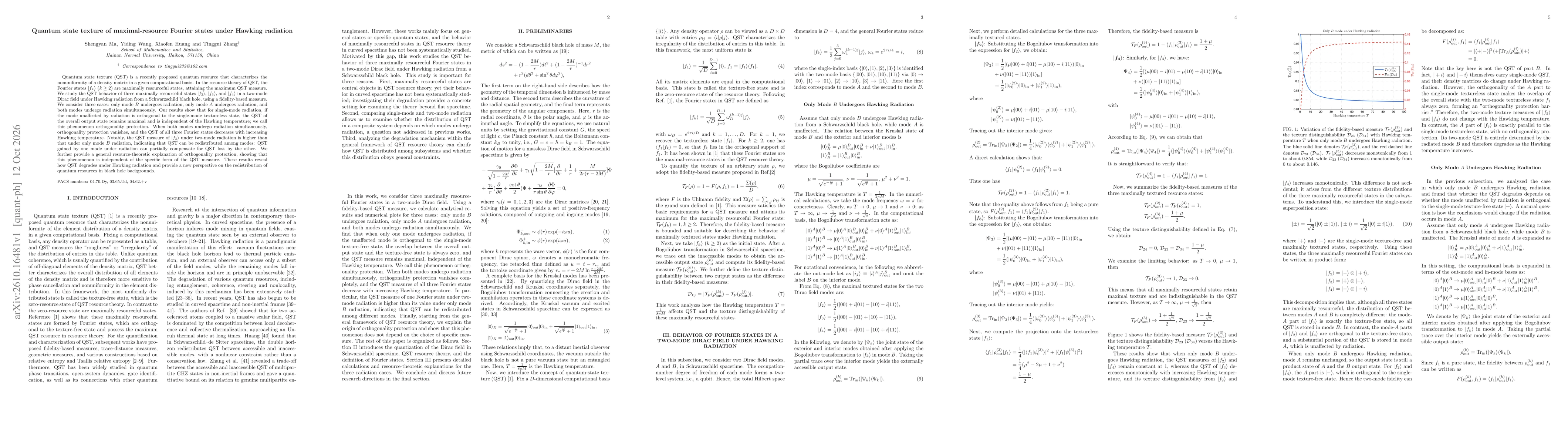 Thumbnail for Quantum state texture of maximal-resource Fourier states under Hawking radiation