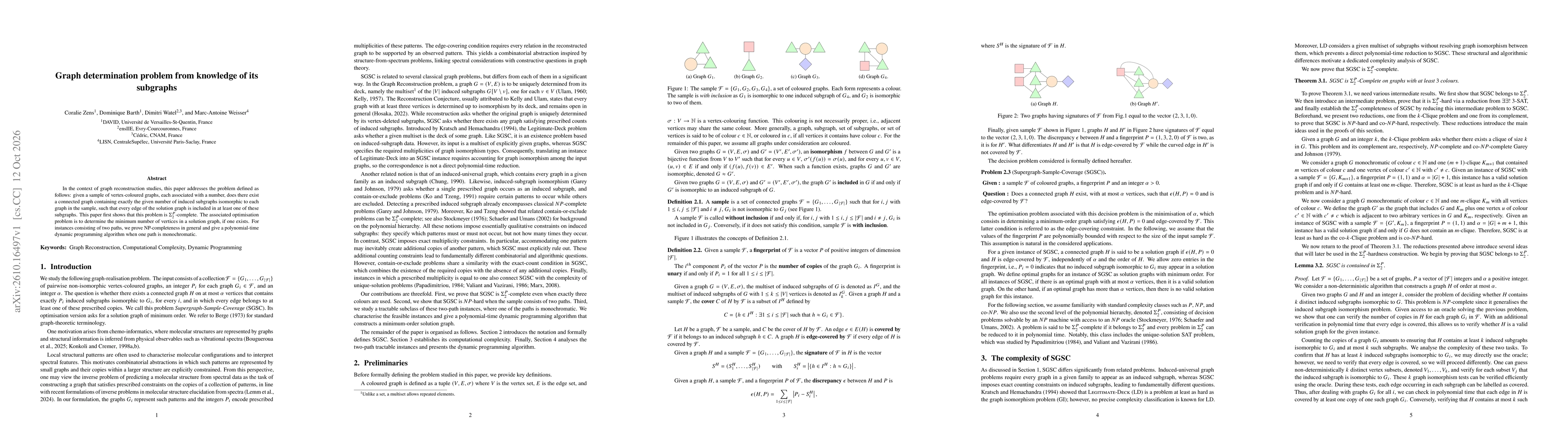 Thumbnail for Graph determination problem from knowledge of its subgraphs