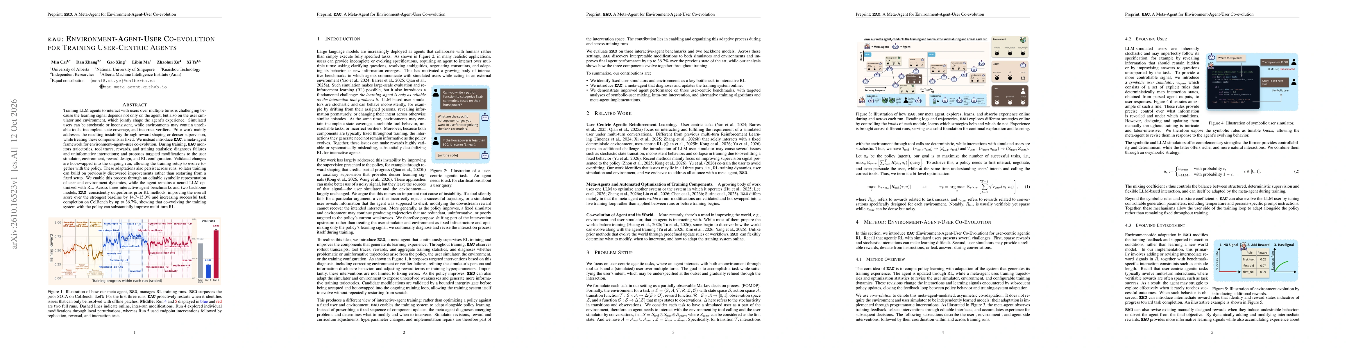 Thumbnail for EAU: Environment-Agent-User Co-evolution for Training User-Centric Agents