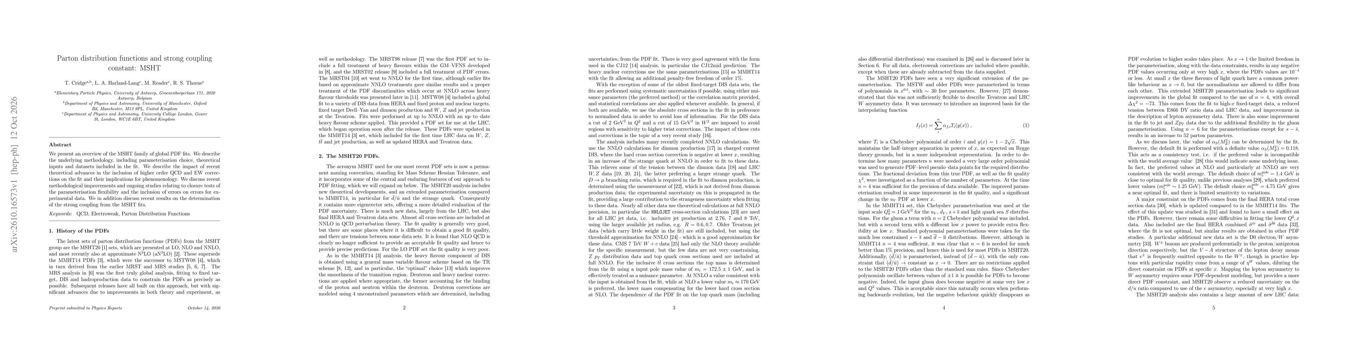Thumbnail for Parton distribution functions and strong coupling constant: MSHT