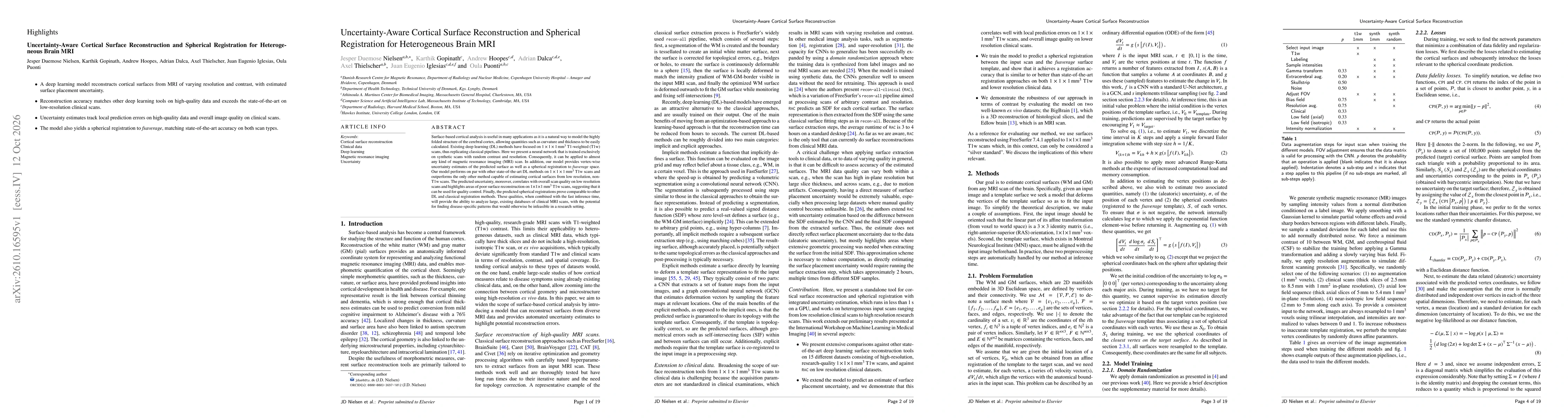 Thumbnail for Uncertainty-Aware Cortical Surface Reconstruction and Spherical Registration for Heterogeneous Brain MRI