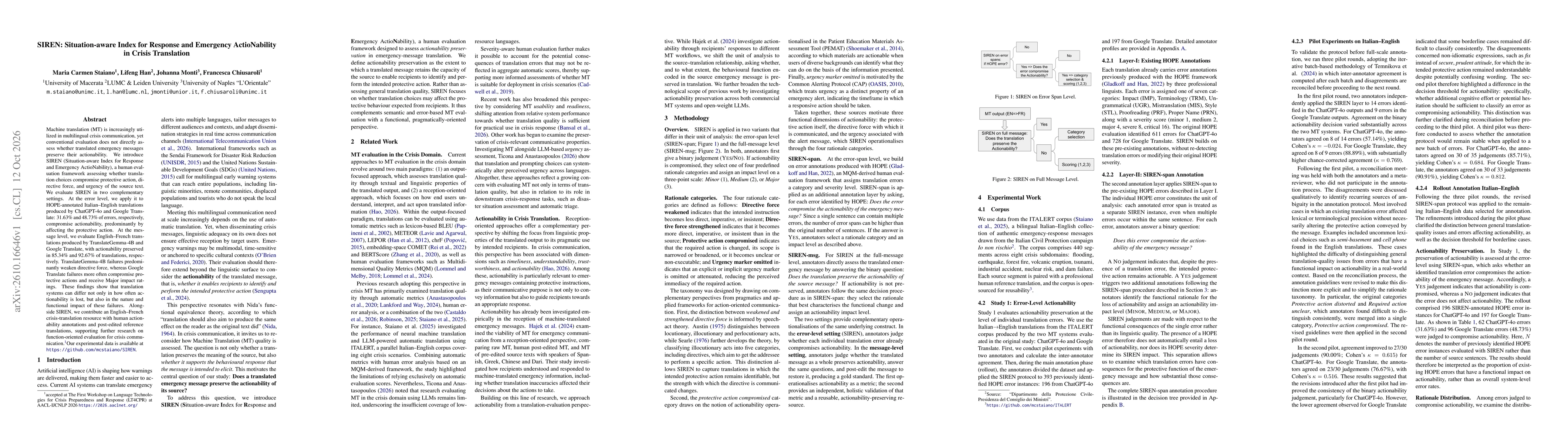 Thumbnail for SIREN: Situation-aware Index for Response and Emergency ActioNability in Crisis Translation
