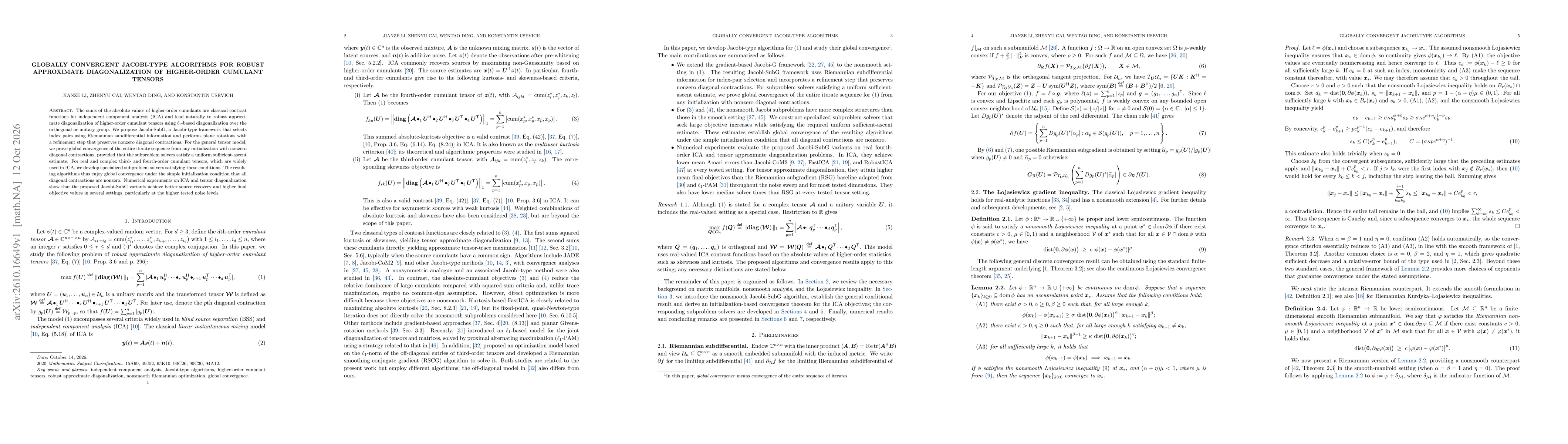Thumbnail for Globally Convergent Jacobi-Type Algorithms for Robust Approximate Diagonalization of Higher-Order Cumulant Tensors