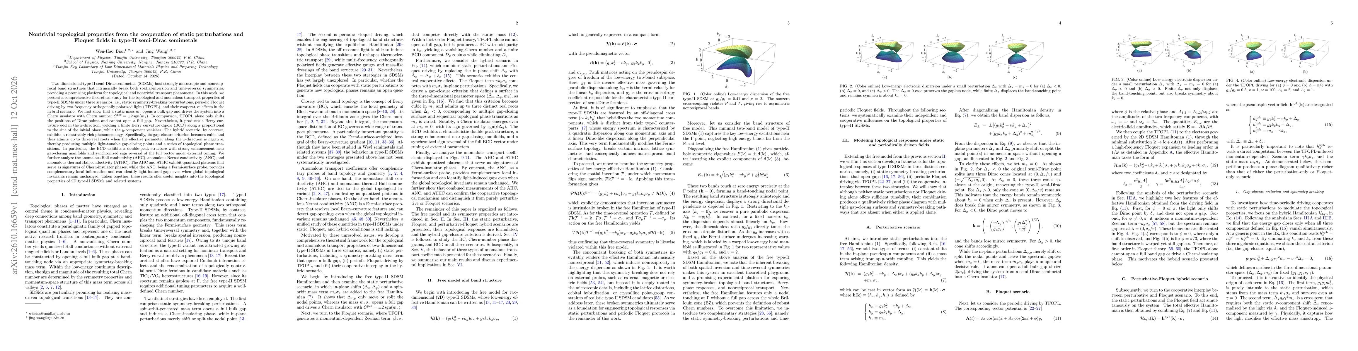 Thumbnail for Nontrivial topological properties from the cooperation of static perturbations and Floquet fields in type-II semi-Dirac semimetals