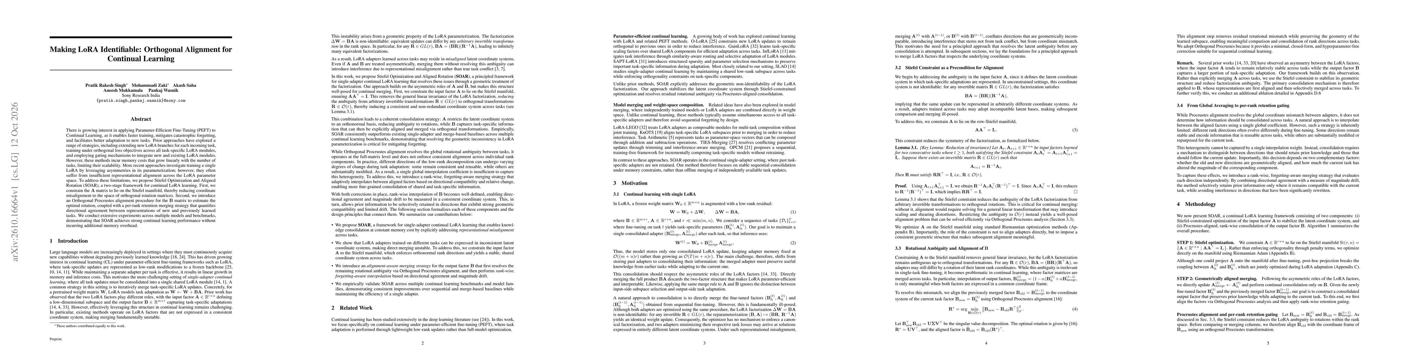 Thumbnail for Making LoRA Identifiable: Orthogonal Alignment for Continual Learning