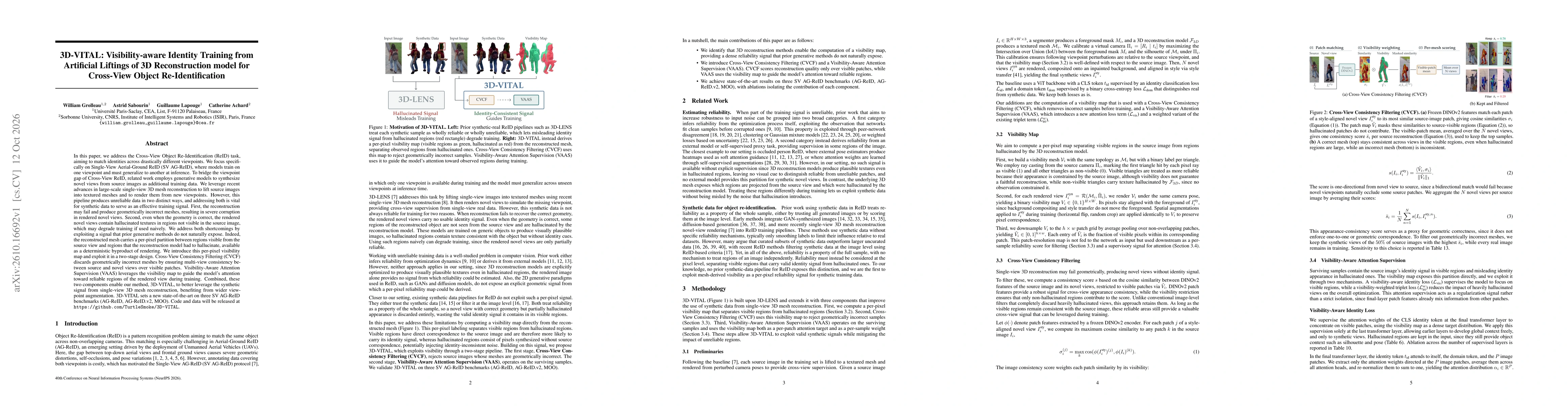 Thumbnail for 3D-VITAL: Visibility-aware Identity Training from Artificial Liftings of 3D Reconstruction model for Cross-View Object Re-Identification