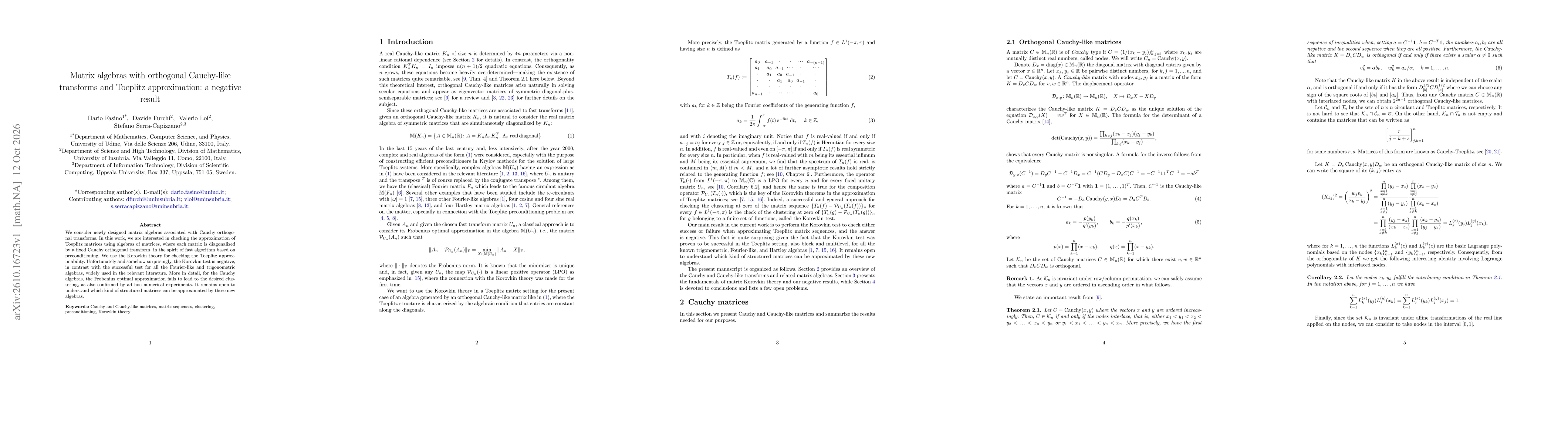 Thumbnail for Matrix algebras with orthogonal Cauchy-like transforms and Toeplitz approximation: a negative result