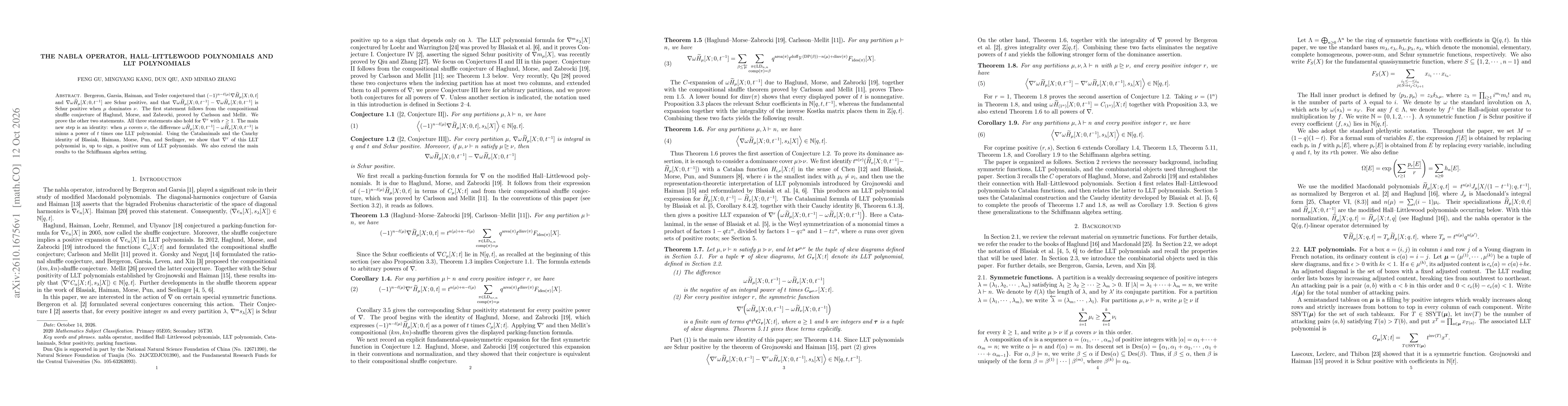 Thumbnail for The nabla operator, Hall--Littlewood polynomials and LLT polynomials