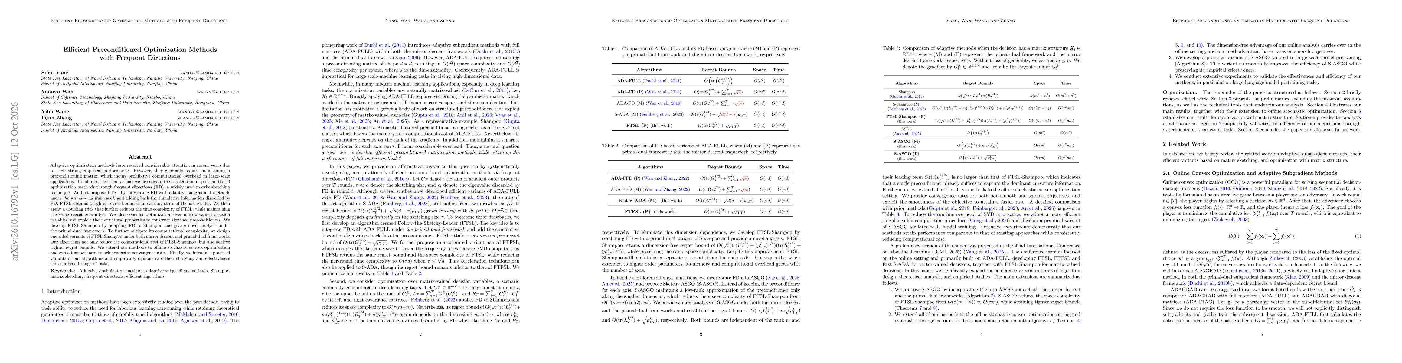 Thumbnail for Efficient Preconditioned Optimization Methods with Frequent Directions