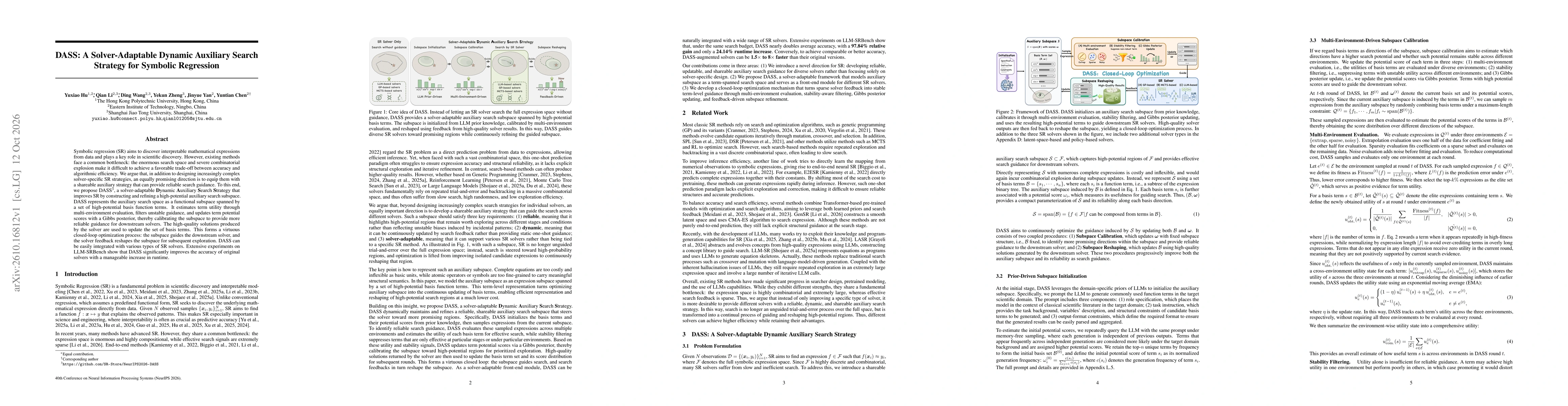 Thumbnail for DASS: A Solver-Adaptable Dynamic Auxiliary Search Strategy for Symbolic Regression