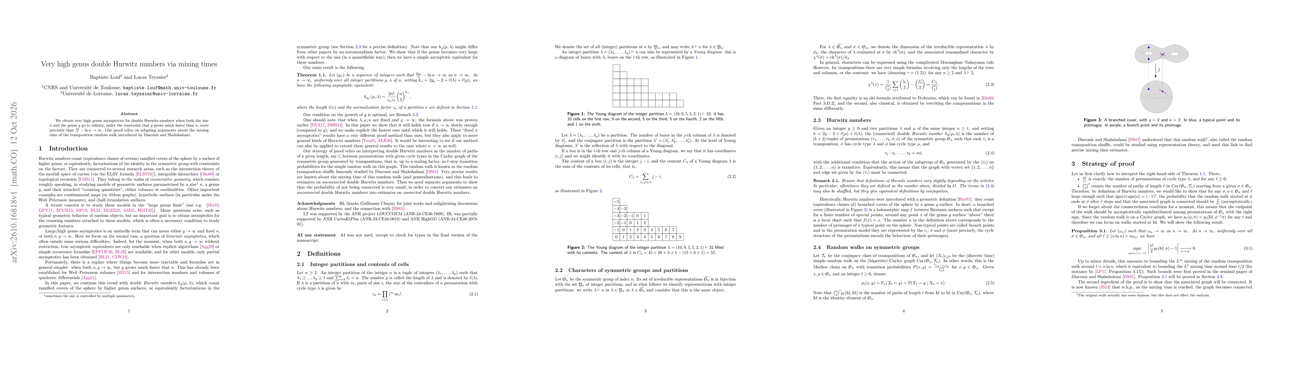 Thumbnail for Very high genus double Hurwitz numbers via mixing times