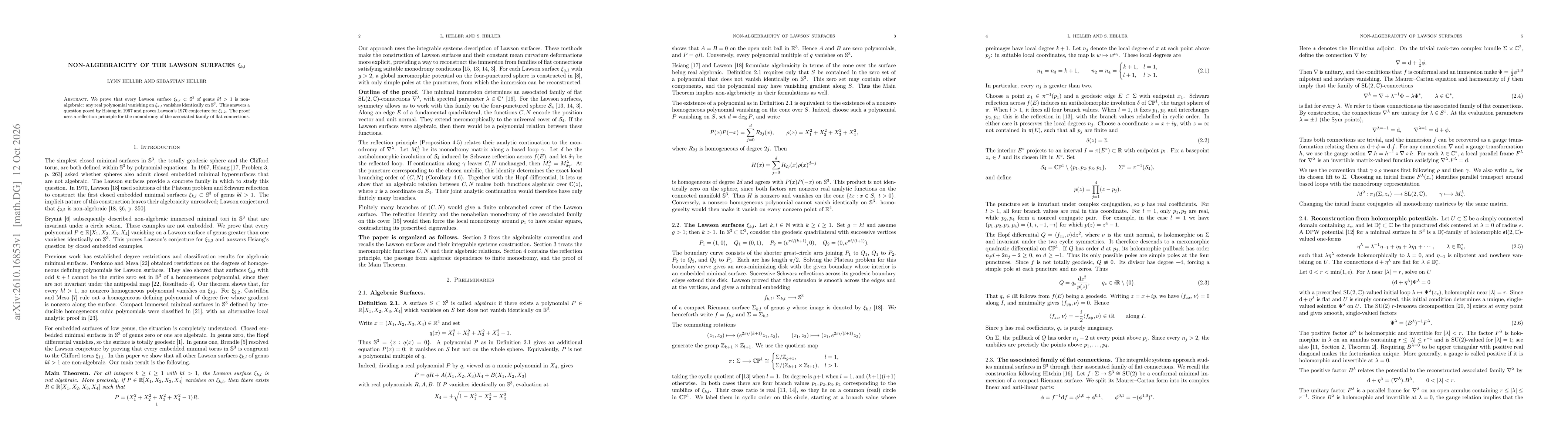 Thumbnail for Non-algebraicity of the Lawson surfaces $ξ_{k,l}$