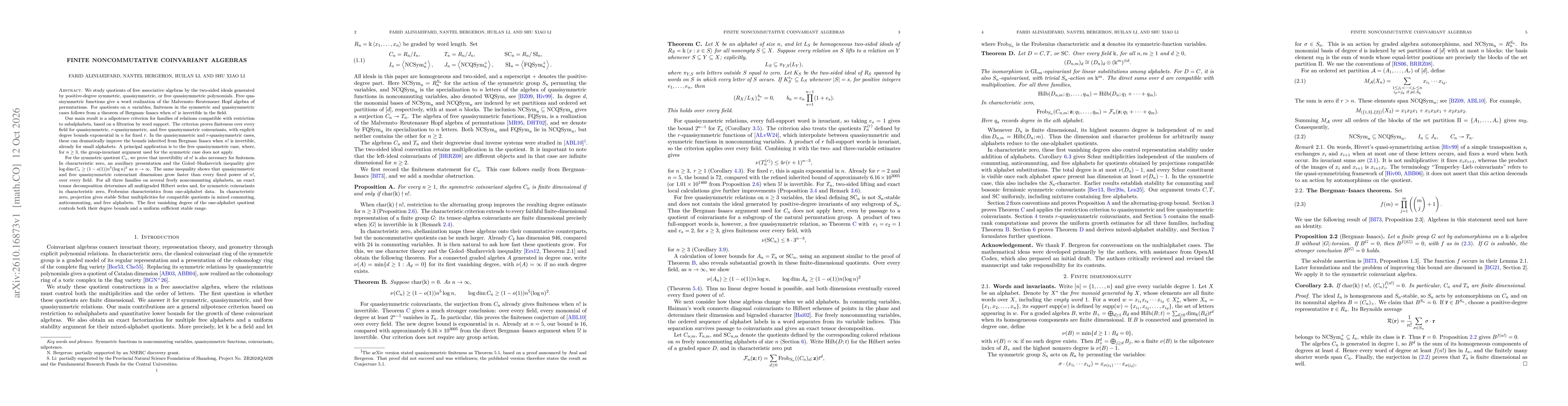 Thumbnail for Finite noncommutative coinvariant algebras