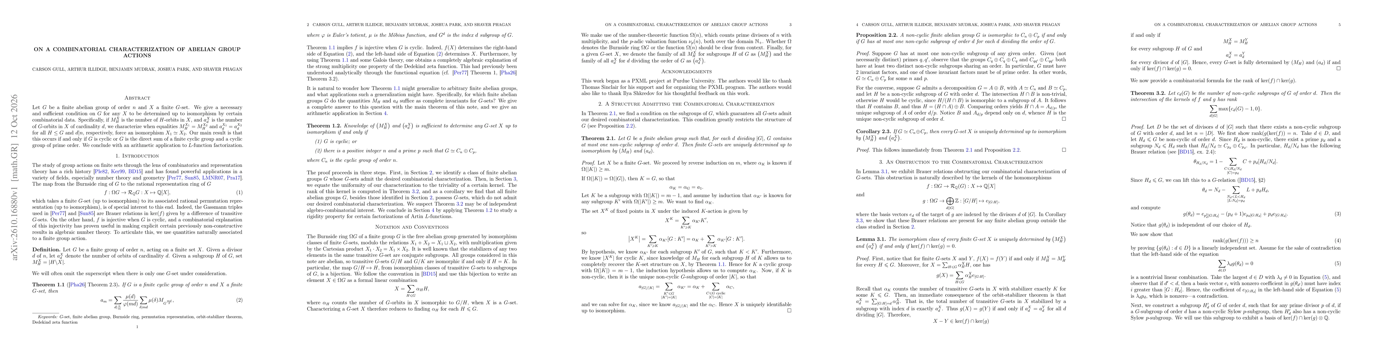 Thumbnail for On a Combinatorial Characterization of Abelian Group Actions