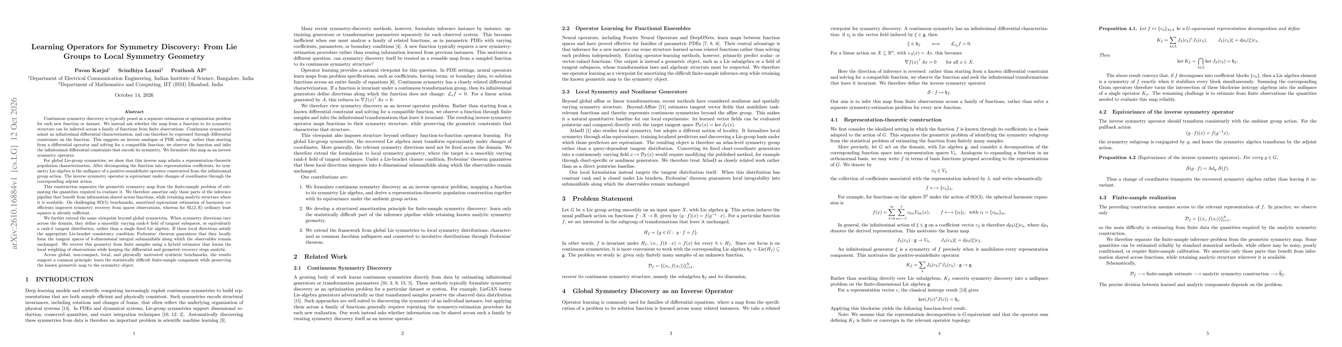 Thumbnail for Learning Operators for Symmetry Discovery: From Lie Groups to Local Symmetry Geometry