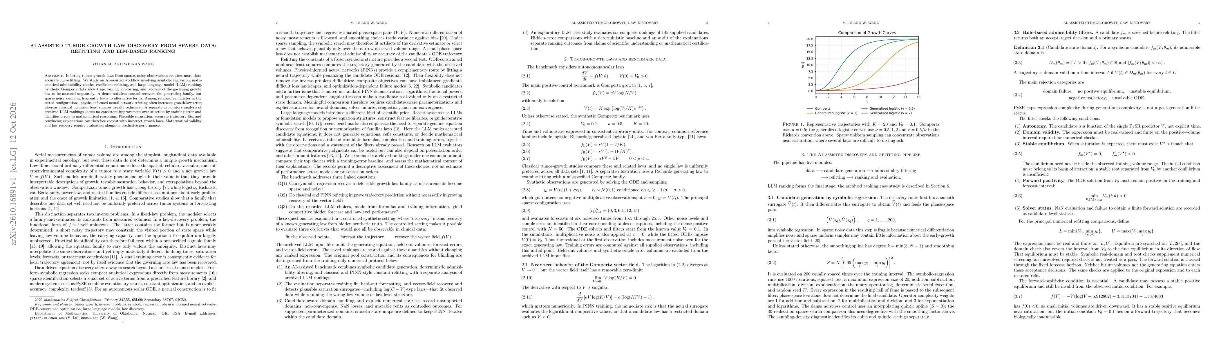 Thumbnail for AI-Assisted Tumor-Growth Law Discovery from Sparse Data: Refitting and LLM-Based Ranking