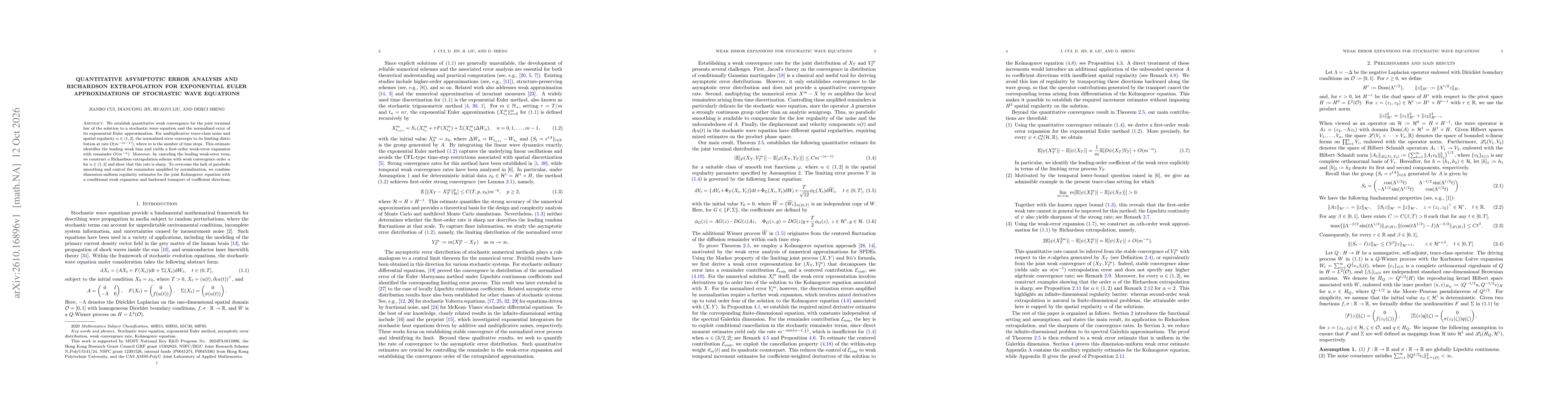Thumbnail for Quantitative asymptotic error analysis and Richardson extrapolation for exponential Euler approximations of stochastic wave equations