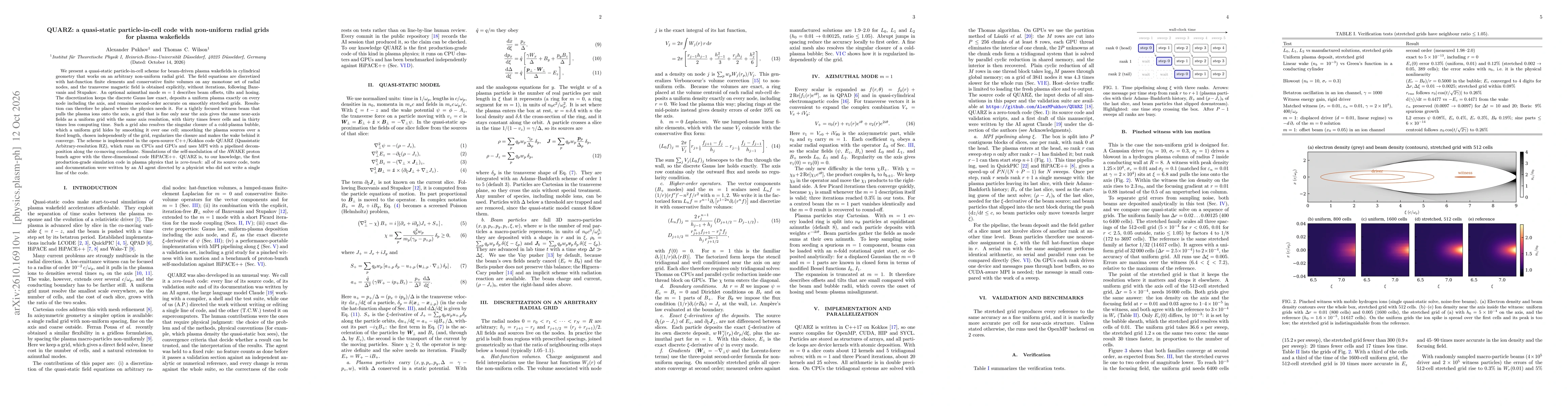 Thumbnail for QUARZ: a quasi-static particle-in-cell code with non-uniform radial grids for plasma wakefields