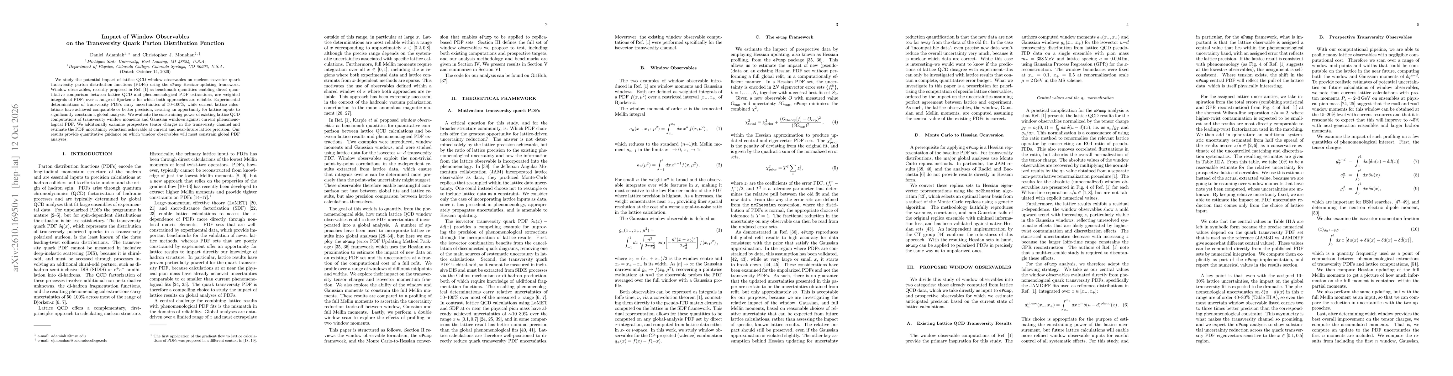 Thumbnail for Impact of Window Observables on the Transversity Quark Parton Distribution Function