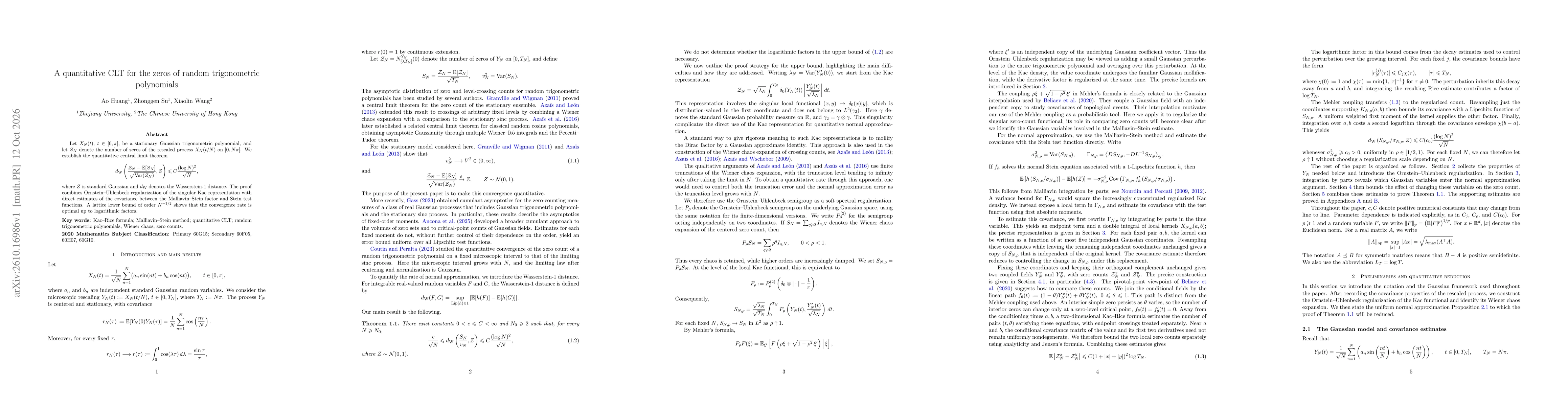 Thumbnail for A quantitative CLT for the zeros of random trigonometric polynomials