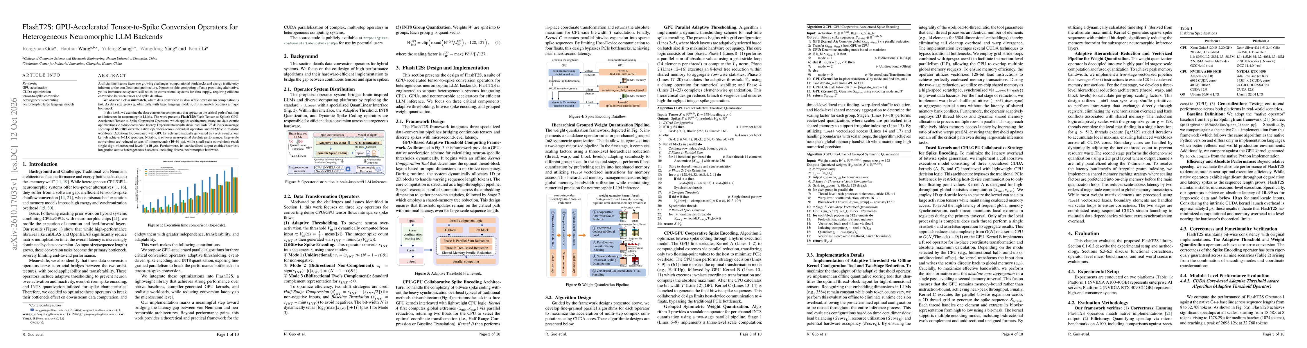 Thumbnail for FlashT2S: GPU-Accelerated Tensor-to-Spike Conversion Operators for Heterogeneous Neuromorphic LLM Backends
