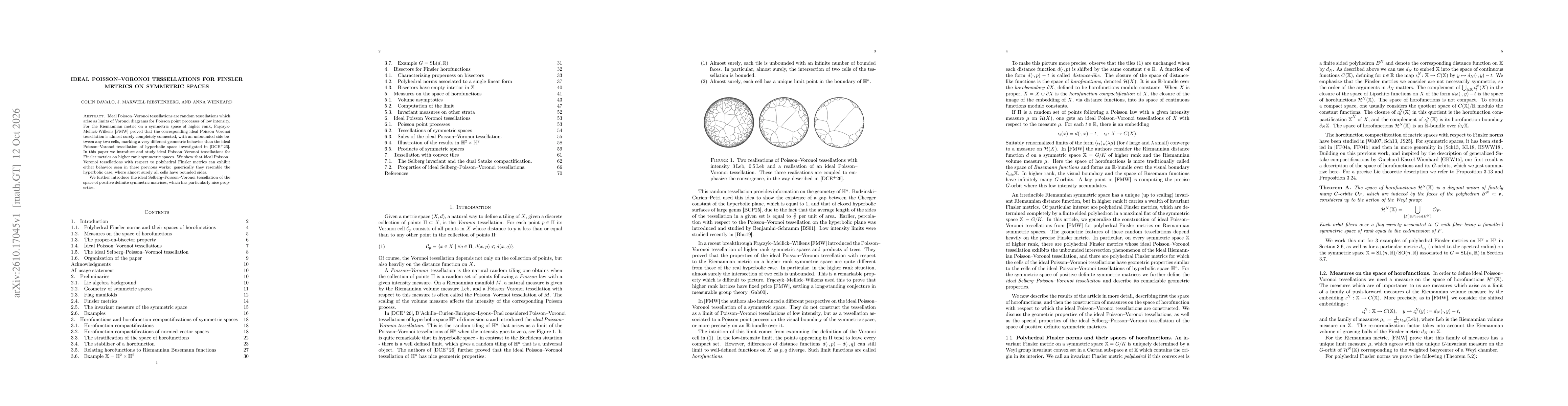 Thumbnail for Ideal Poisson--Voronoi tessellations for Finsler metrics on symmetric spaces