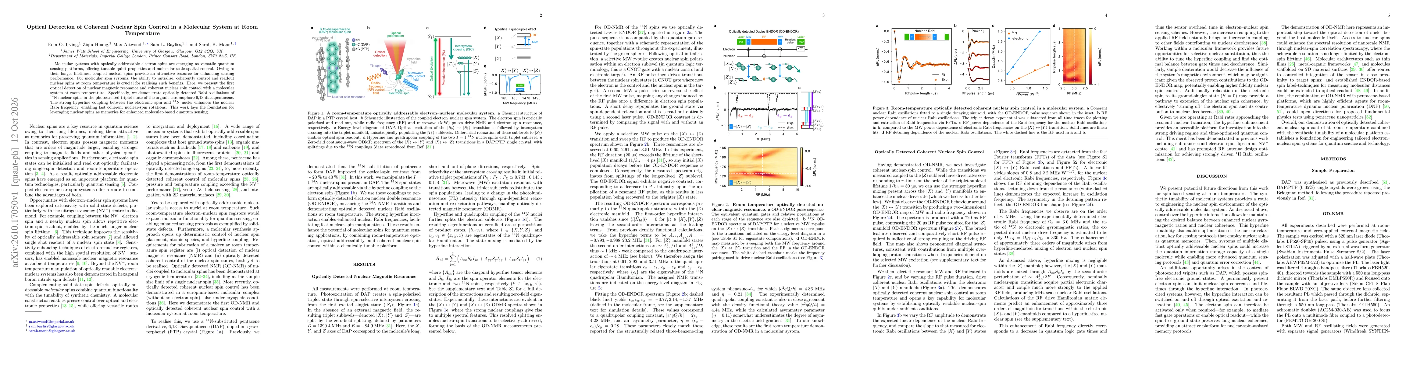 Thumbnail for Optical Detection of Coherent Nuclear Spin Control in a Molecular System at Room Temperature