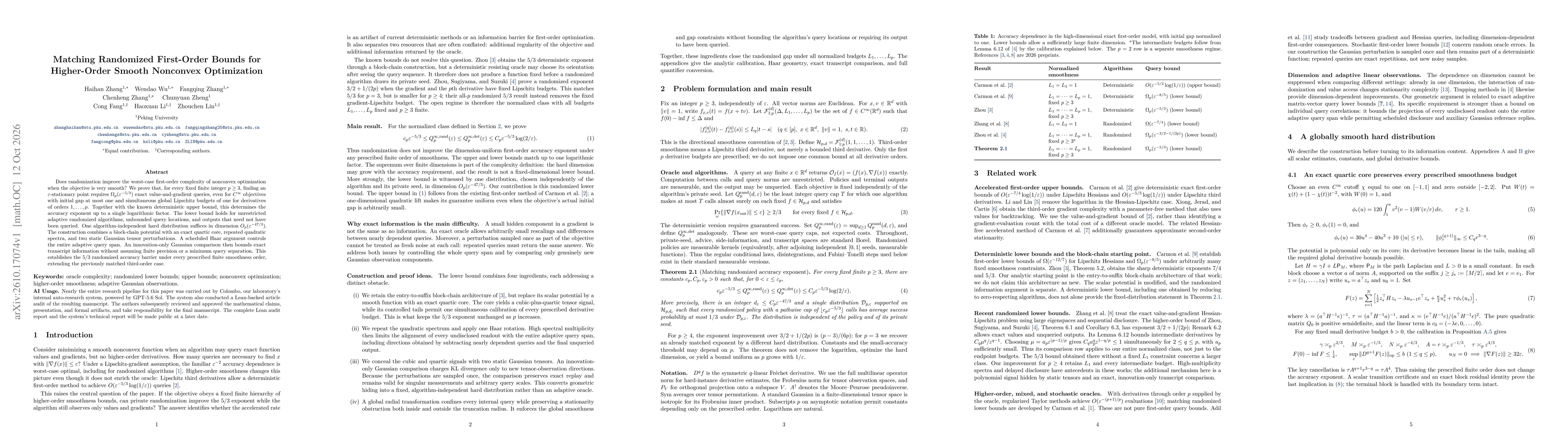 Thumbnail for Matching Randomized First-Order Bounds for Higher-Order Smooth Nonconvex Optimization