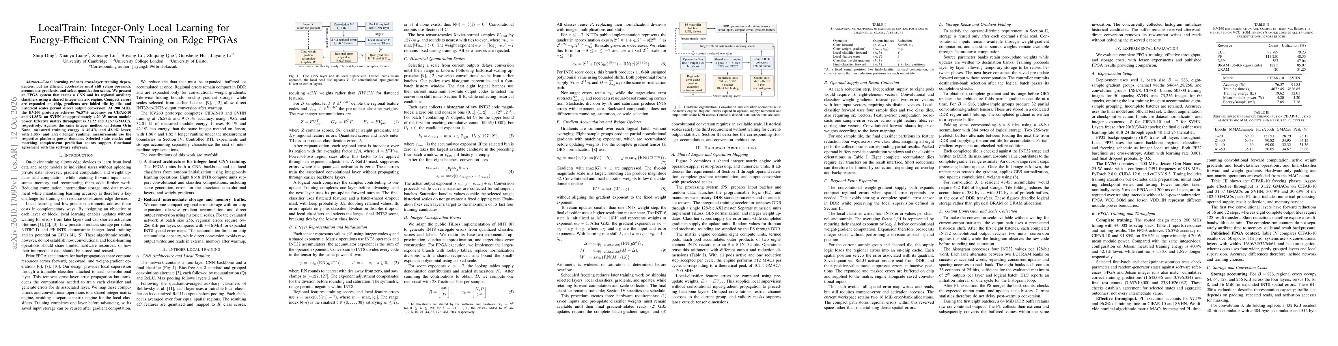Thumbnail for LocalTrain: Integer-Only Local Learning for Energy-Efficient CNN Training on Edge FPGAs