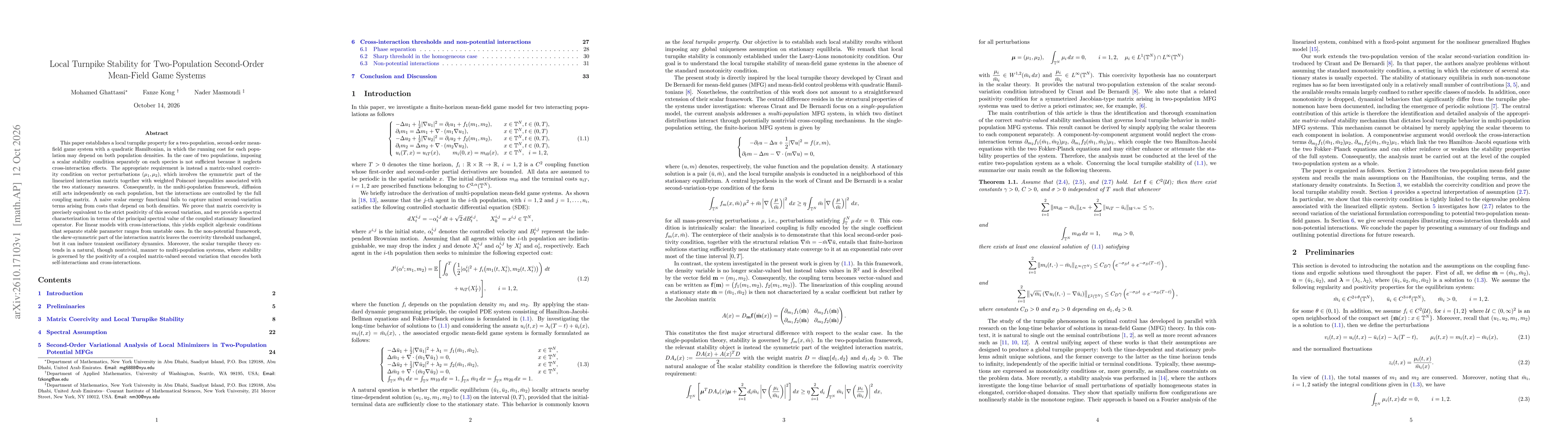 Thumbnail for Local Turnpike Stability for Two-Population Second-Order Mean-Field Game Systems