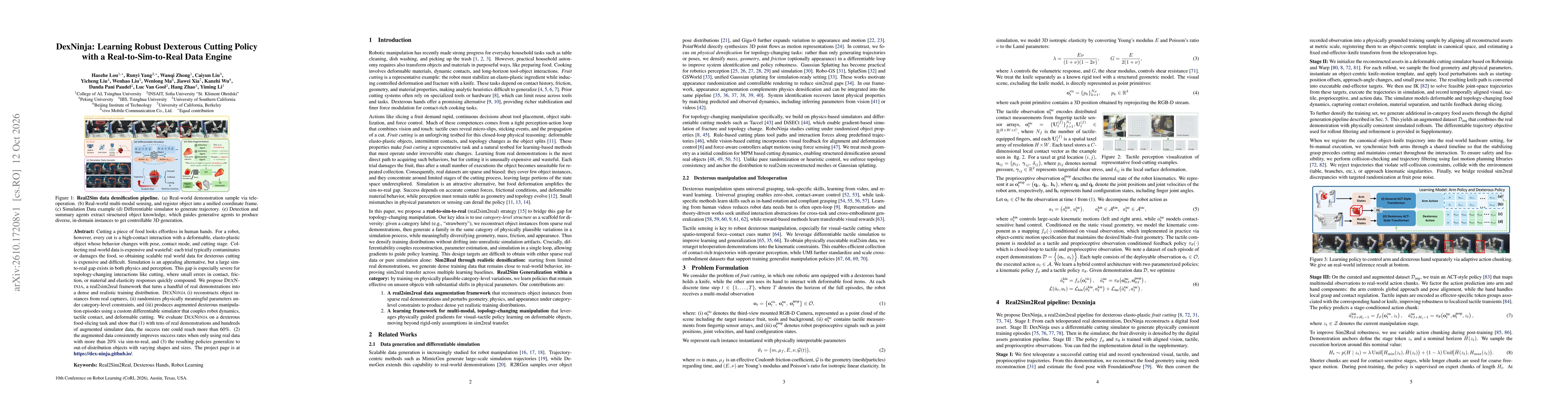 Thumbnail for DexNinja: Learning Robust Dexterous Cutting Policy with a Real-to-Sim-to-Real Data Engine