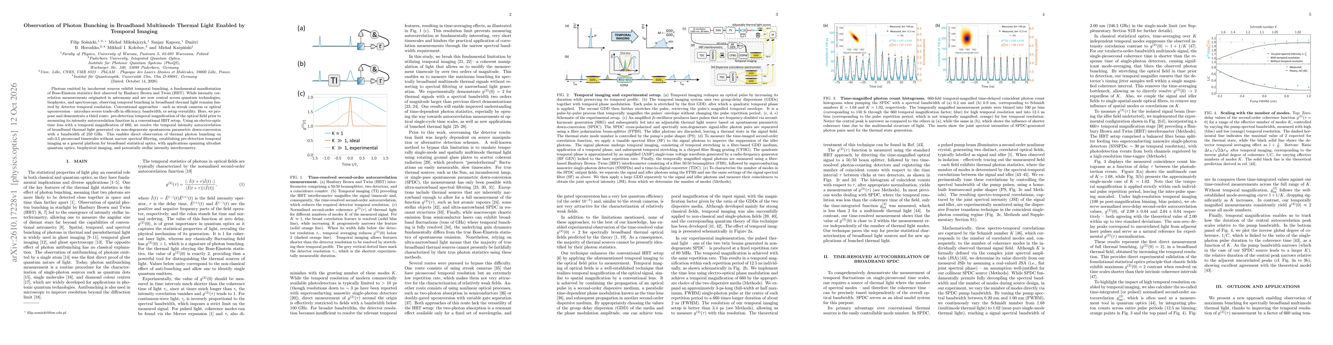 Thumbnail for Observation of Photon Bunching in Broadband Multimode Thermal Light Enabled by Temporal Imaging
