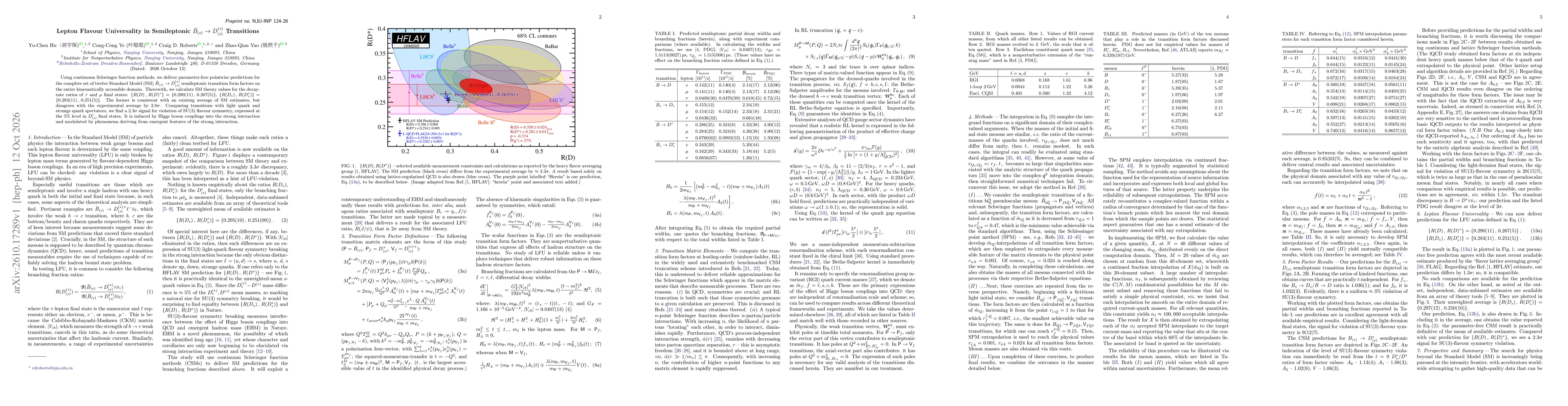Thumbnail for Lepton Flavour Universality in Semileptonic $\bar B_{(s)} \to D_{(s)}^{(\ast)}$ Transitions