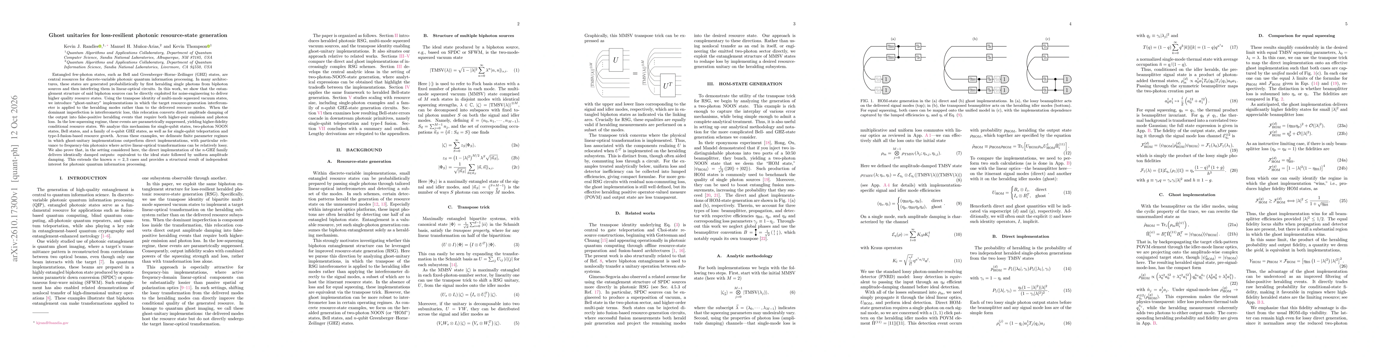 Thumbnail for Ghost unitaries for loss-resilient photonic resource-state generation