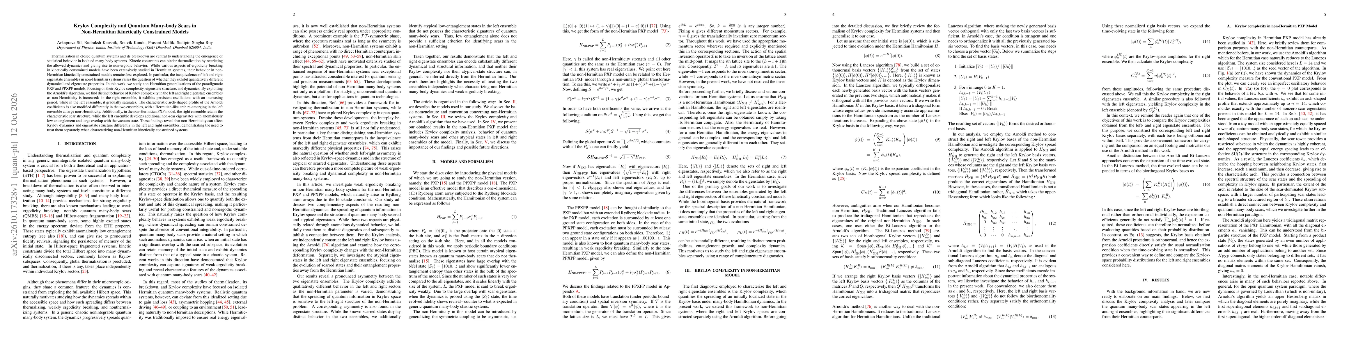 Thumbnail for Krylov Complexity and Quantum Many-body Scars in Non-Hermitian Kinetically Constrained Models