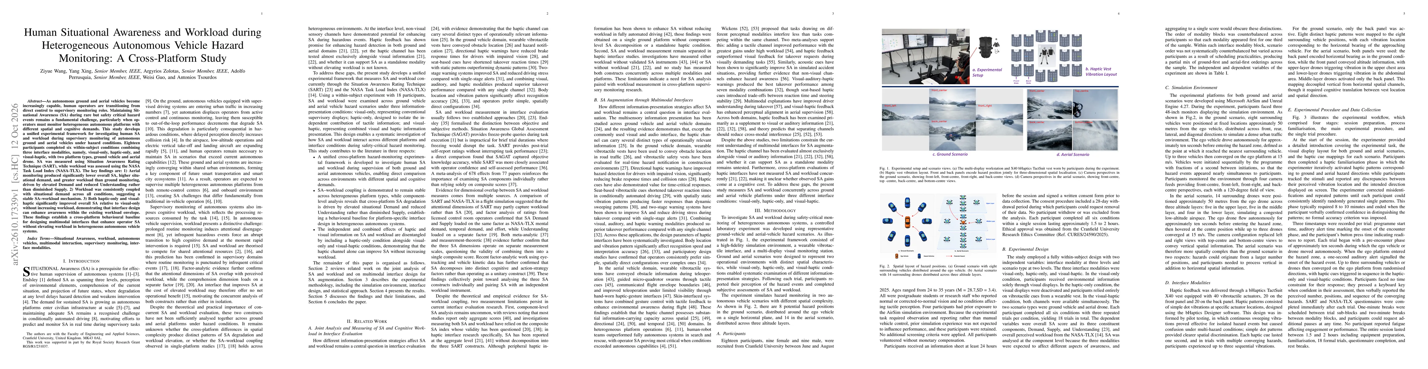 Thumbnail for Human Situational Awareness and Workload during Heterogeneous Autonomous Vehicle Hazard Monitoring: A Cross-Platform Study