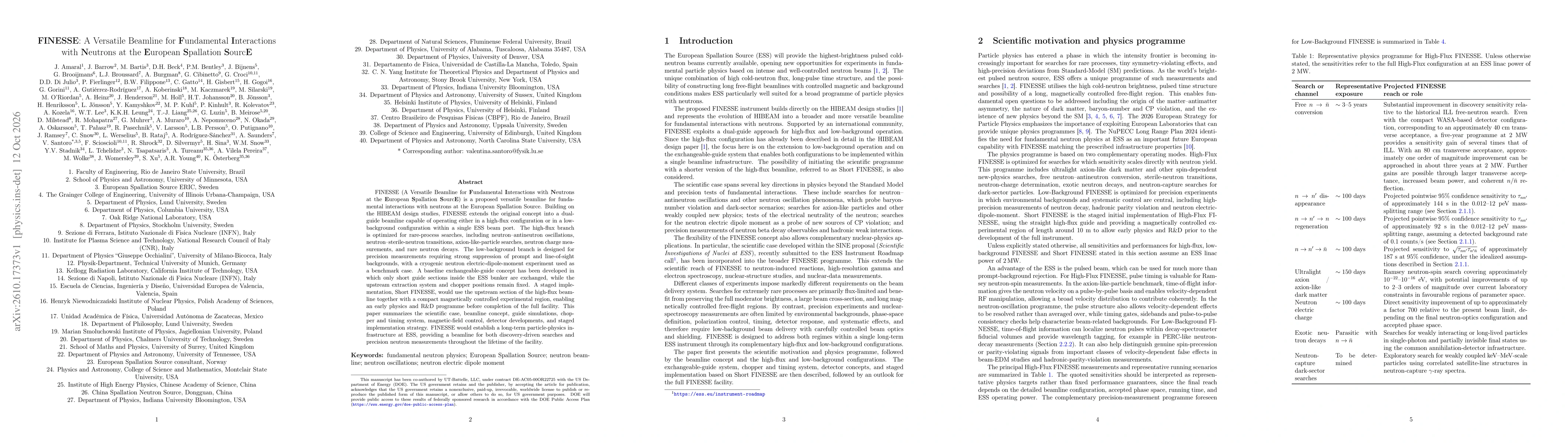 Thumbnail for FINESSE: A Versatile Beamline for Fundamental Interactions with Neutrons at the European Spallation SourcE