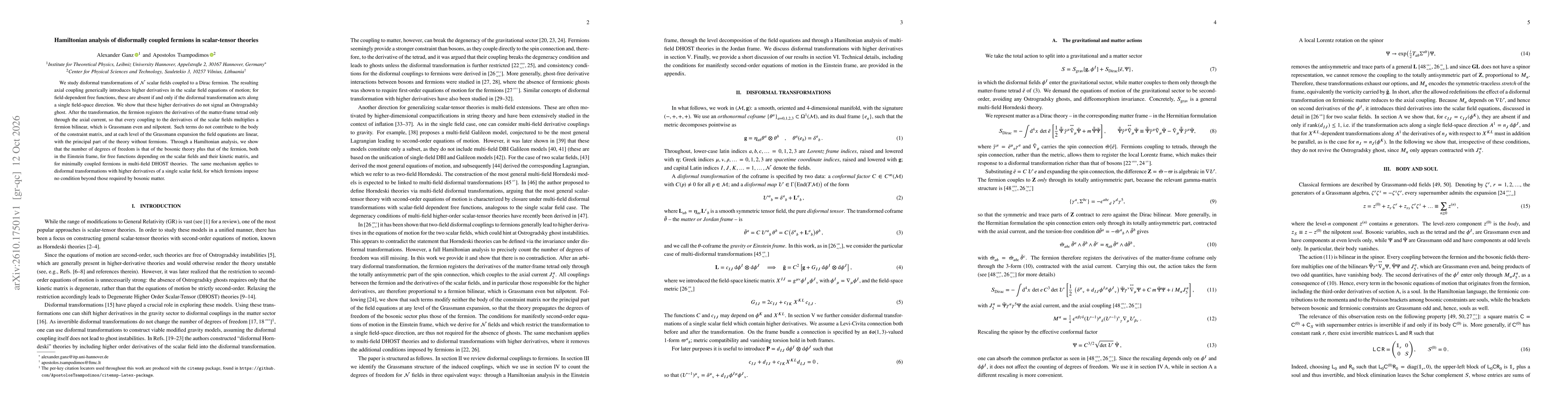 Thumbnail for Hamiltonian analysis of disformally coupled fermions in scalar-tensor theories