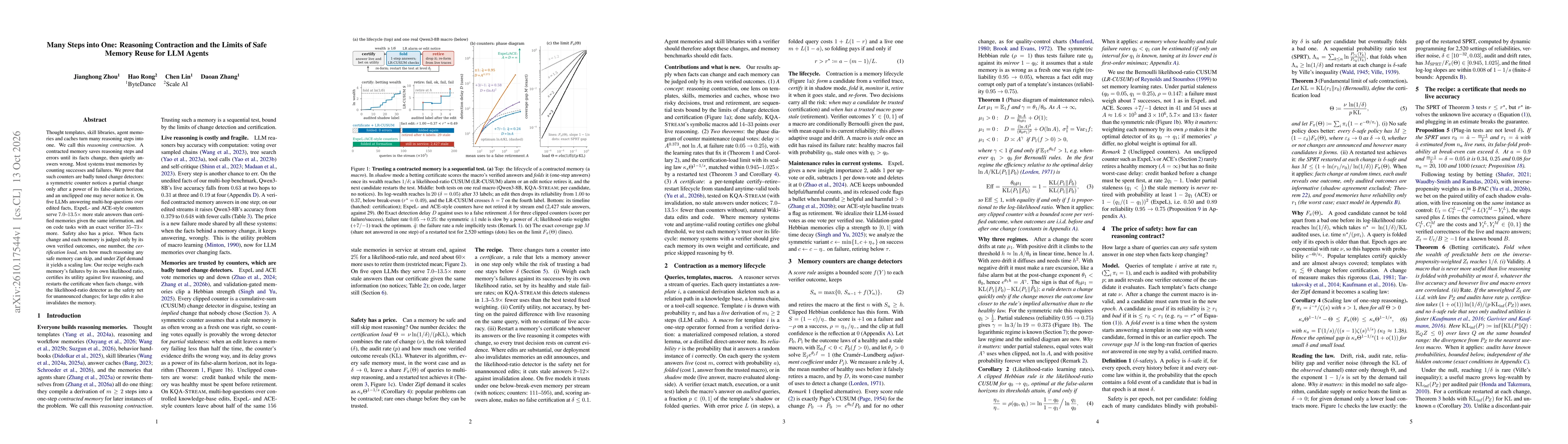 Thumbnail for Many Steps into One: Reasoning Contraction and the Limits of Safe Memory Reuse for LLM Agents