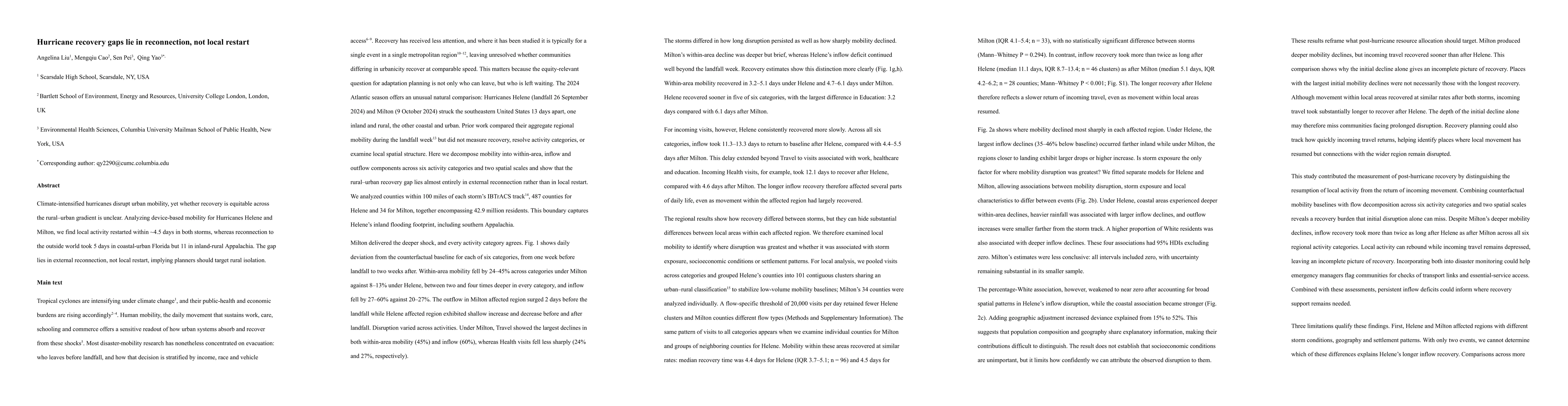 Thumbnail for Hurricane recovery gaps lie in reconnection, not local restart