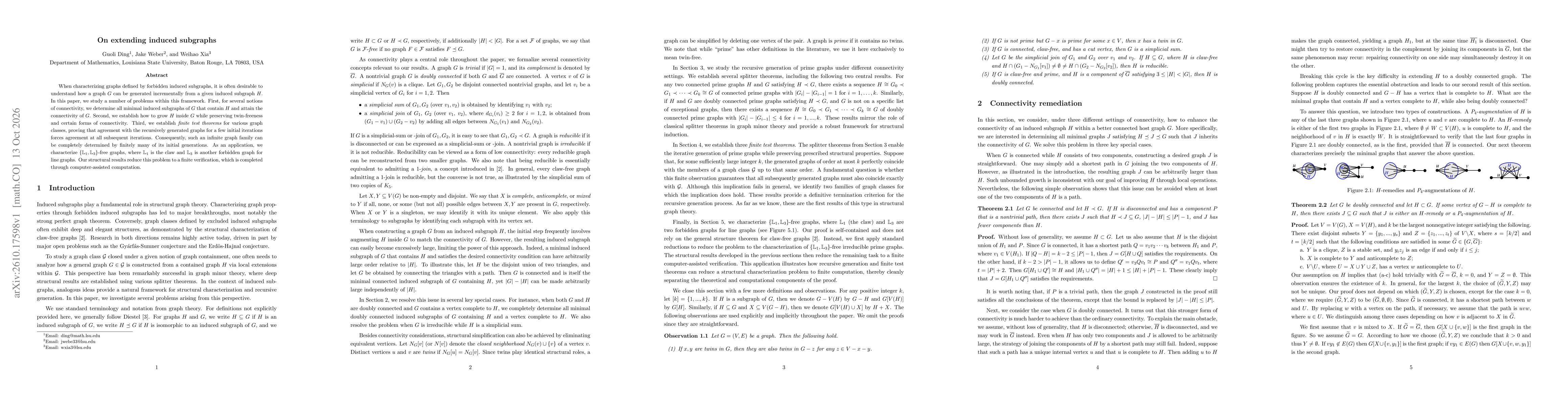 Thumbnail for On extending induced subgraphs