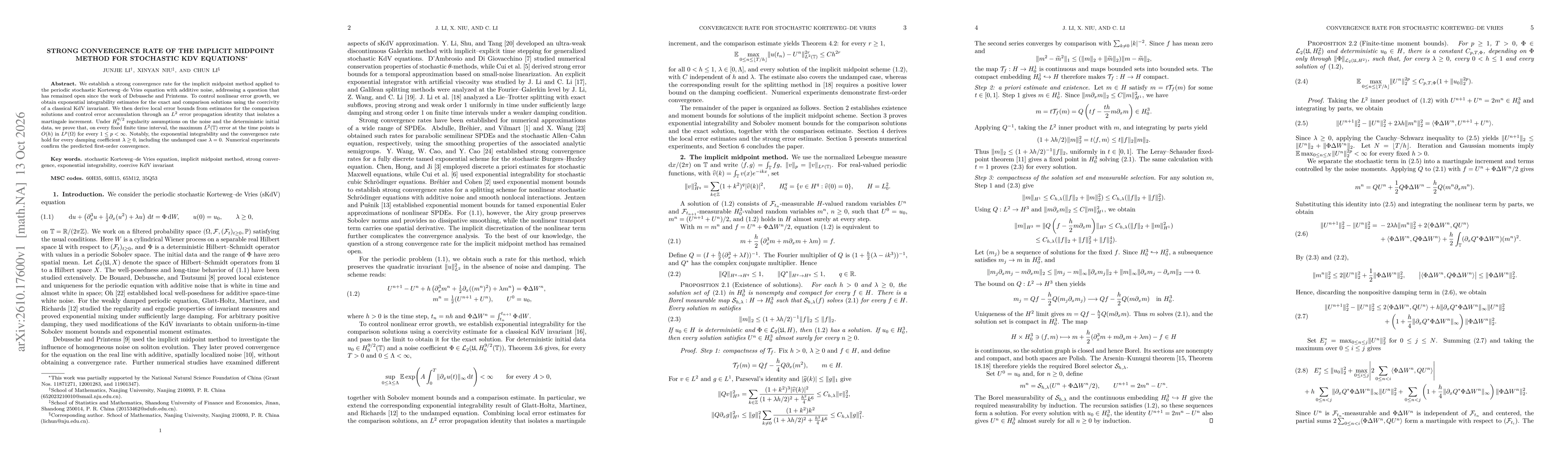 Thumbnail for Strong convergence rate of the implicit midpoint method for stochastic KdV equations