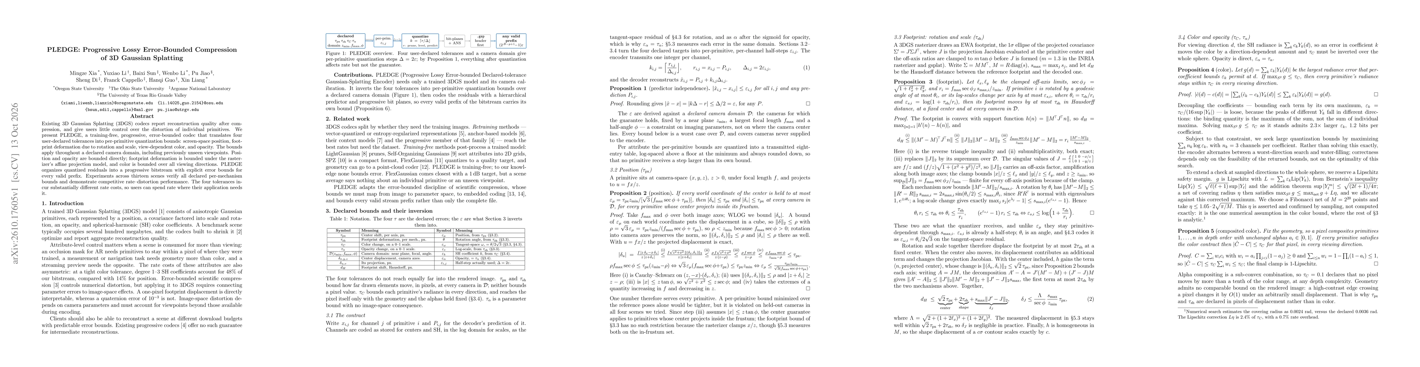 Thumbnail for PLEDGE: Progressive Lossy Error-Bounded Compression of 3D Gaussian Splatting